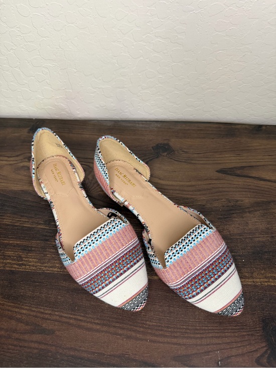 Isaac Mizrahi Shoes - Isaac Mizrahi Multicolor Striped Pointed D'Orsay Flats - Pink, Blue, White